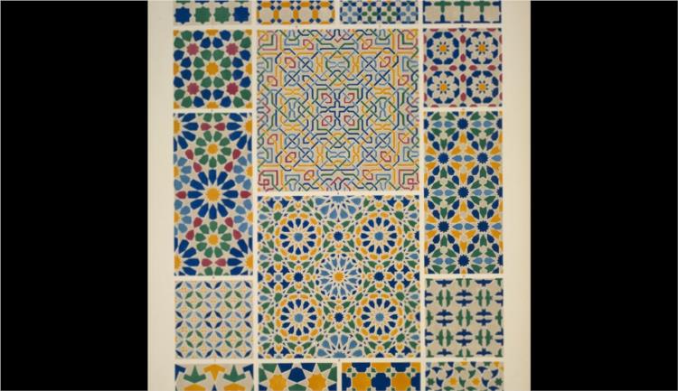 Moresque ornament from the Alhambra no. 5. Mosaics. - Owen Jones