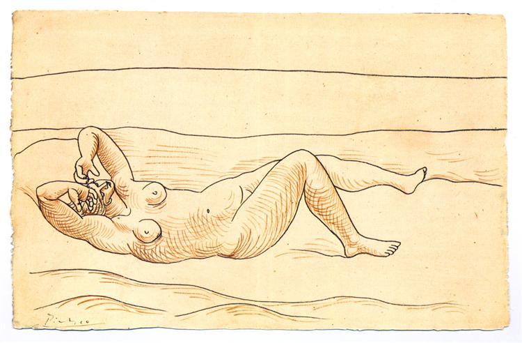 Reclining woman at the seashore, 1920 - Pablo Picasso