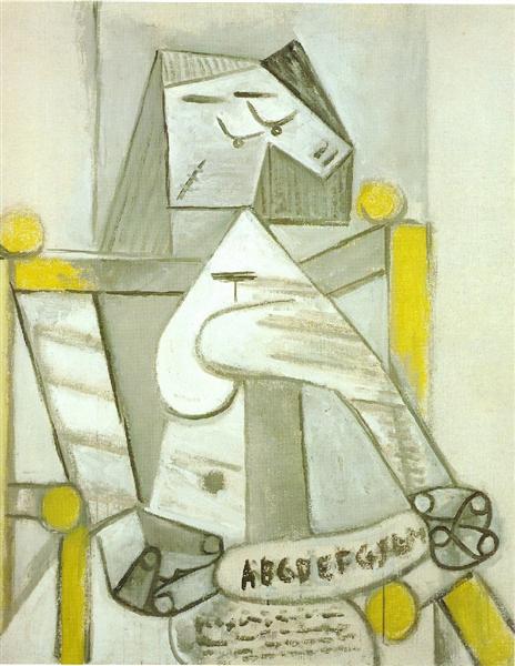 Seated woman with spelling book, 1941 - Pablo Picasso