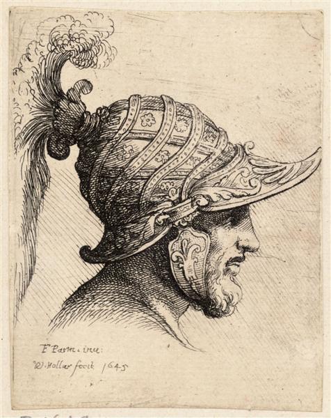 Helmet crossed with curved strips and rosettes - Parmigianino