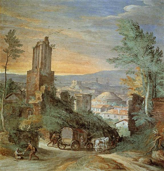 Landscape with Roman Ruins, 1580 - Пауль Бриль