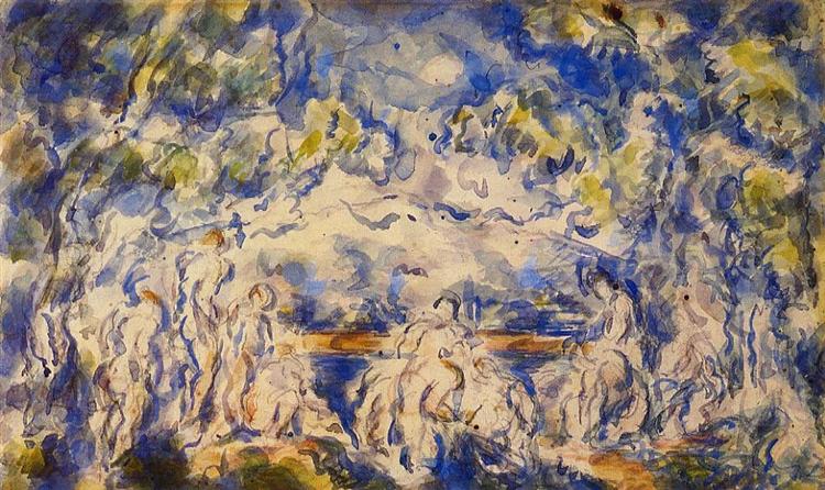 Bathers. Mont Sainte-Victoire in the Background, c.1902 - 塞尚