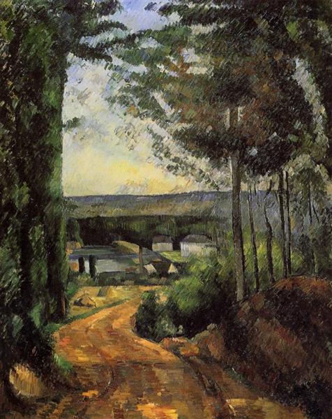 Road, Trees and Lake, c.1882 - Paul Cezanne