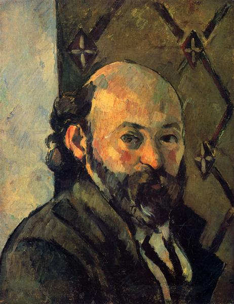 Self-portrait in front of olive wallpaper, 1881 - Paul Cézanne