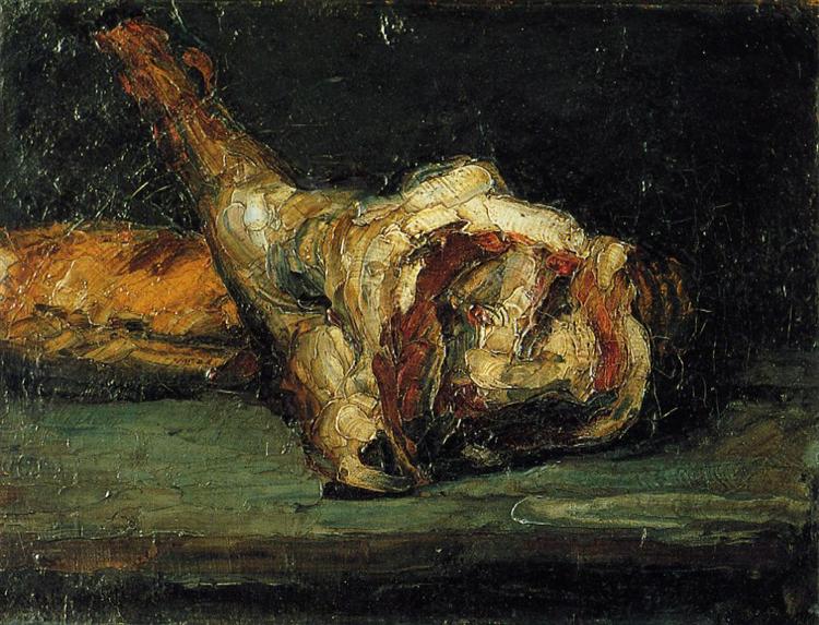 Still Life Bread and Leg of Lamb, 1866 - Поль Сезанн