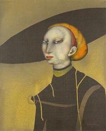 Young lady with hat (after Lucas Cranach) - Paul Wunderlich