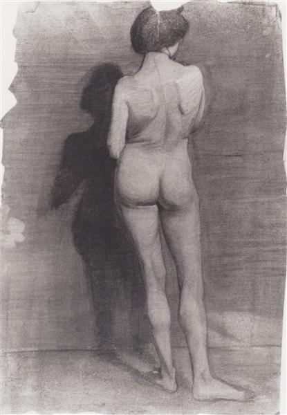 Standing female nude, against a dark wall, 1900 - Paula Modersohn-Becker
