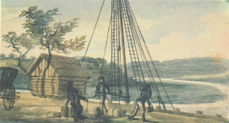 Works on the shore, c.1812 - Павел Свиньин