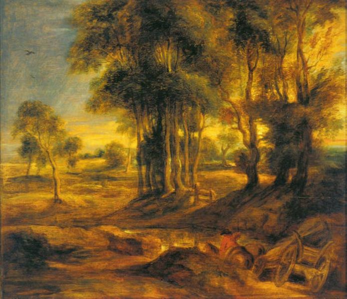 Landscape with the Carriage at the Sunset, 1635 - Питер Пауль Рубенс