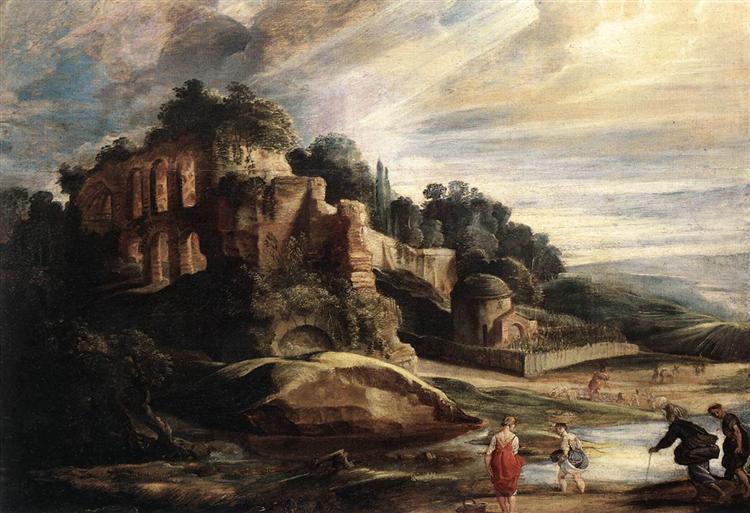 Landscape with the Ruins of Mount Palatine in Rome, c.1608 - Peter Paul Rubens