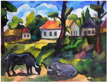 Landscape from Baia Mare (With Buffalos) - Петре Абрудан