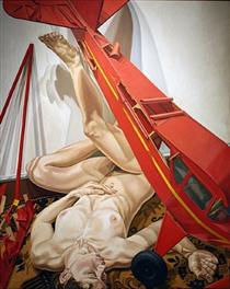 Nude with Red Model Airplane - Philip Pearlstein
