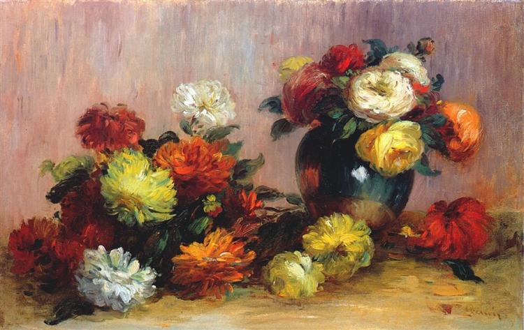 Bouquets of Flowers, c.1880 - 雷諾瓦