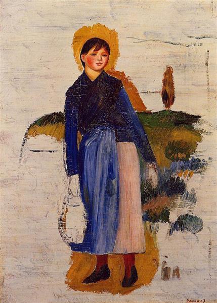 Girl with Red Stockings, 1886 - Пьер Огюст Ренуар