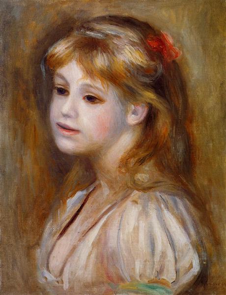 Little Girl with a Red Hair Knot, 1890 - 雷諾瓦