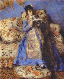 Madame monet reading - Pierre-Auguste Renoir