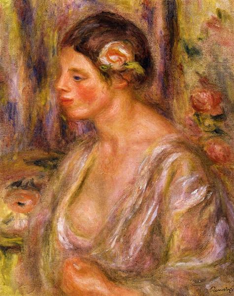 Madeline wearing a Rose, 1916 - П'єр-Оґюст Ренуар