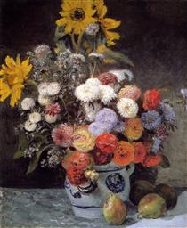 Mixed Flowers In An Earthware Pot - Pierre-Auguste Renoir