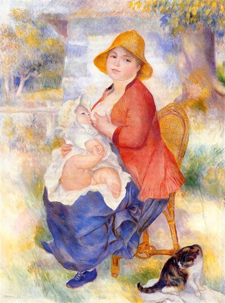 Motherhood (Woman Breast Feeding Her Child), 1886 - 雷諾瓦