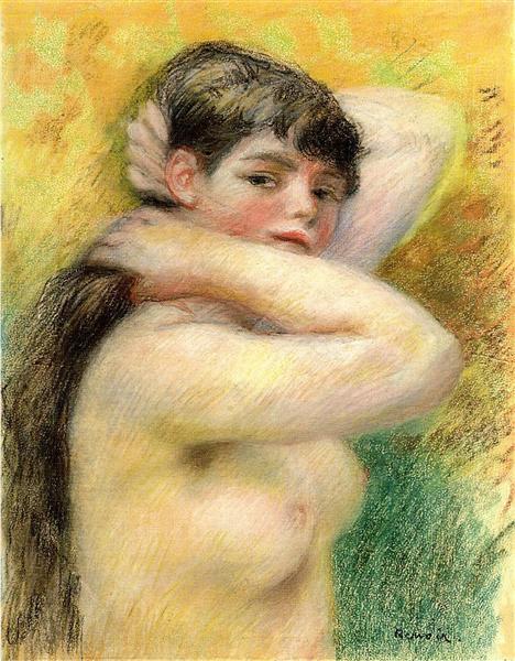 Nude Arranging Her Hair, 1885 - 雷諾瓦