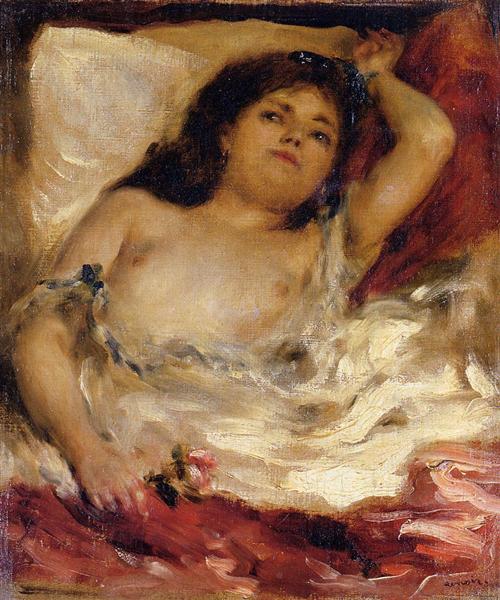 Reclining Semi Nude (Nude Half-Length) - Auguste Renoir