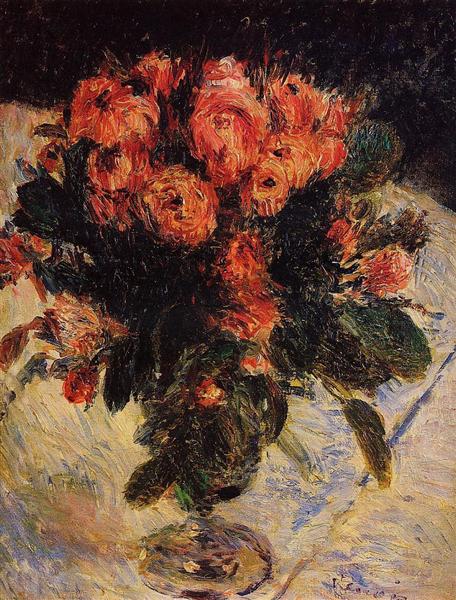 Roses, 1890 - 雷諾瓦