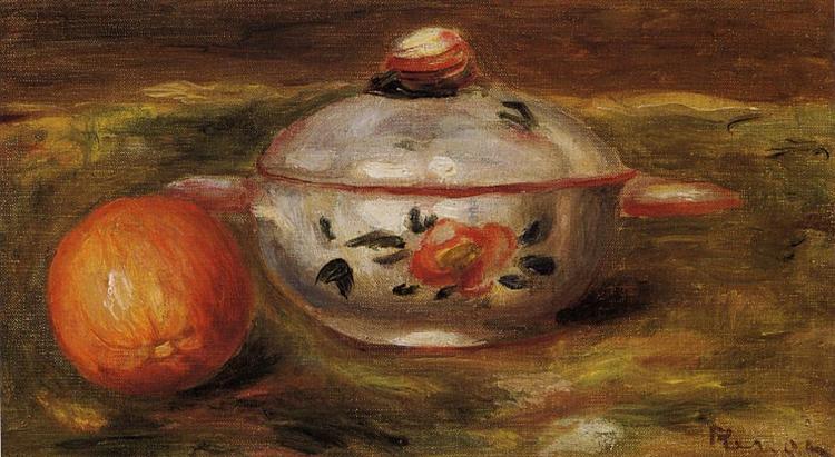 Still Life with Orange and Sugar Bowl - Pierre-Auguste Renoir