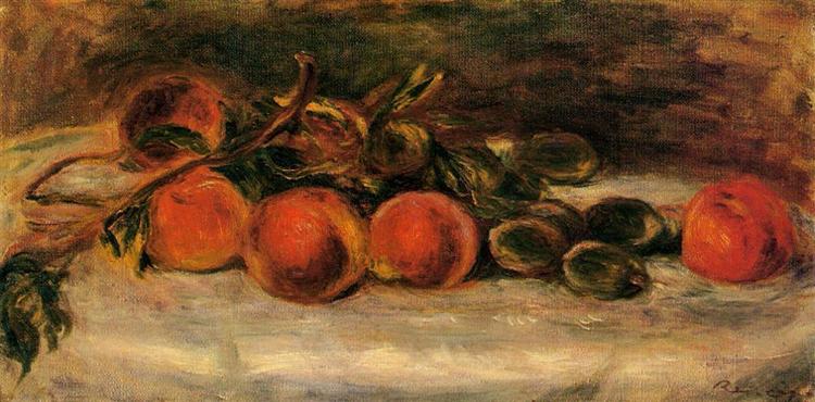 Still Life with Peaches and Chestnuts - 雷諾瓦