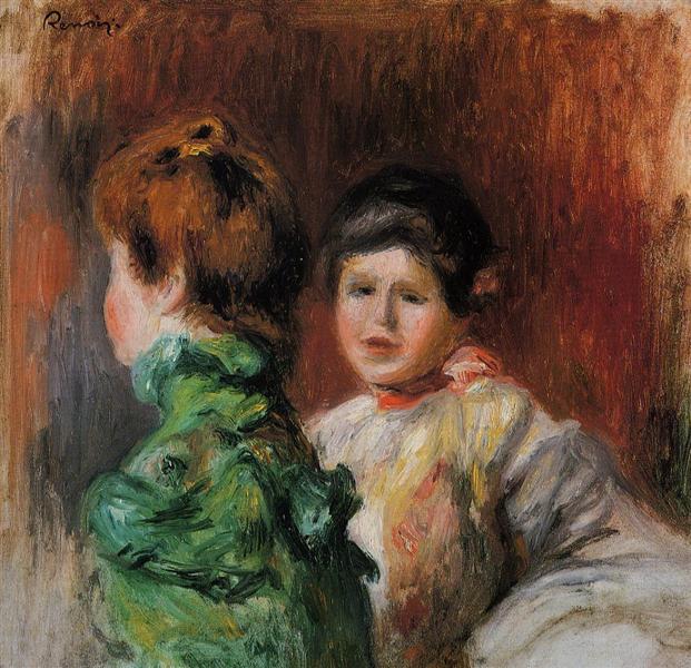 Study Two Women s Heads, 1895 - Pierre-Auguste Renoir