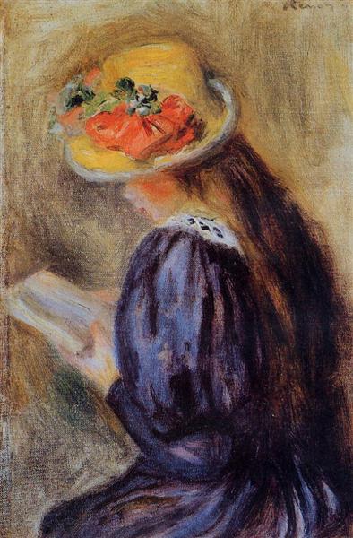 The Little Reader (Little Girl in Blue), c.1890 - 雷諾瓦
