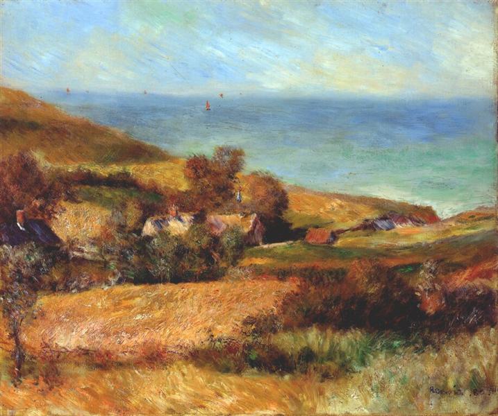 View of the normandy coast near wargemont, 1880 - 雷諾瓦