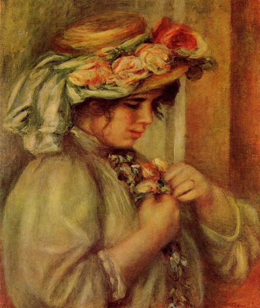 Young Girl in a Hat, c.1900 - 雷諾瓦