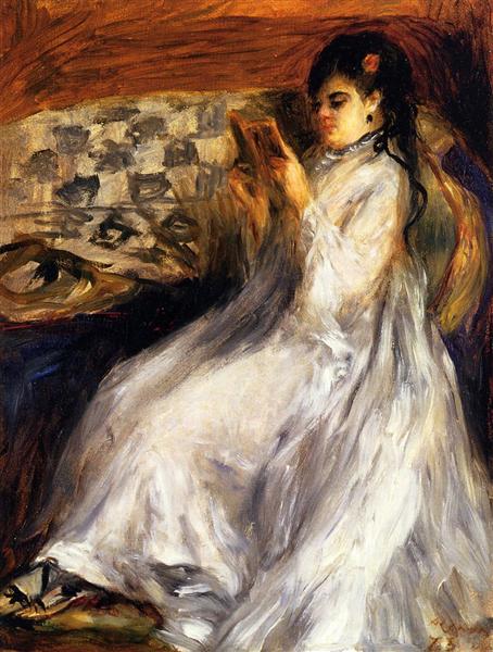 Young Woman in White Reading, c.1873 - П'єр-Оґюст Ренуар