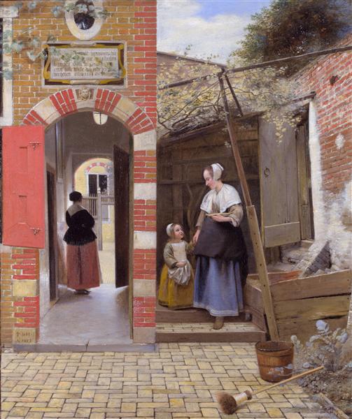 Courtyard of a house in Delft, 1658 - 彼得·德·霍赫