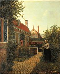 Femme dans un jardin - Pieter de Hooch