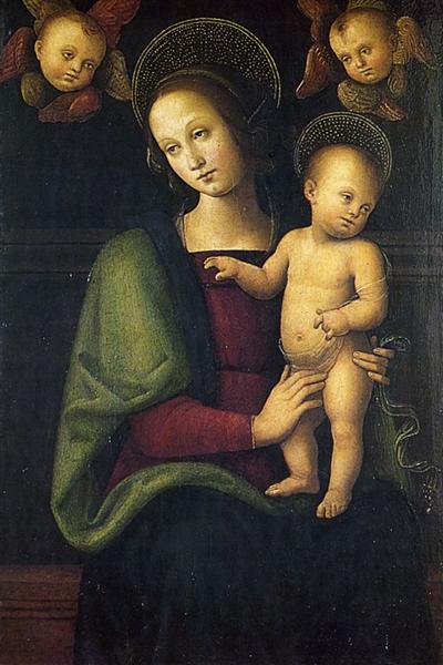 Мадонна с младенцем и два херувима, 1495 - Пьетро Перуджино