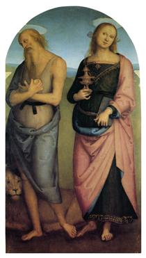 Pala di Sant Agostino (St. Jerome and Santa Maria Magdalena) - Perugino