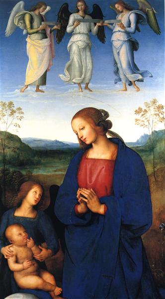 Богородица и младенец с ангелом, c.1499 - Пьетро Перуджино