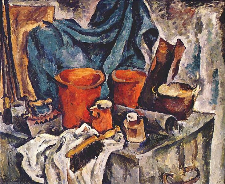 Chest and pottery, 1919 - Piotr Kontchalovski