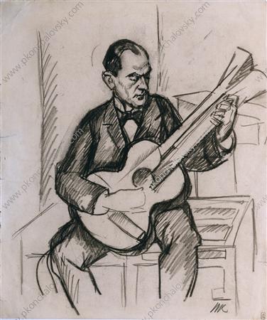 Guitarist. A Sketch., 1913 - Pyotr Konchalovsky