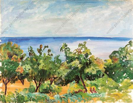 Gurzuf. The trees on the background of the sea., 1929 - Pjotr Petrowitsch Kontschalowski