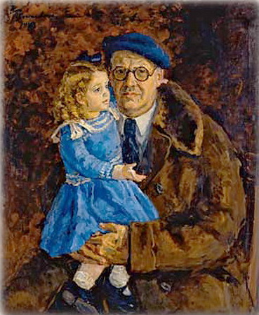 Self-portrait with his granddaughter, 1943 - Pyotr Konchalovsky
