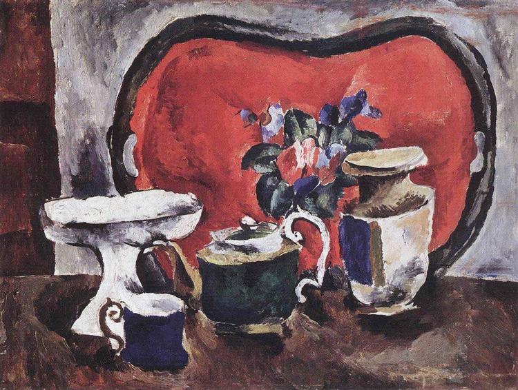 Still Life with a red tray, 1910 - Петро Кончаловський