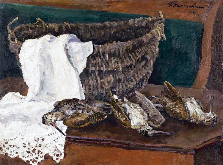 Still life with basket and woodcock, 1946 - Петро Кончаловський