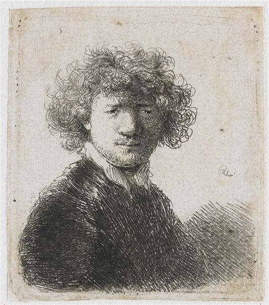 Bust of an old man with a flowing beard, the head bowed forward, the left shoulder unshaded, 1630 - Rembrandt
