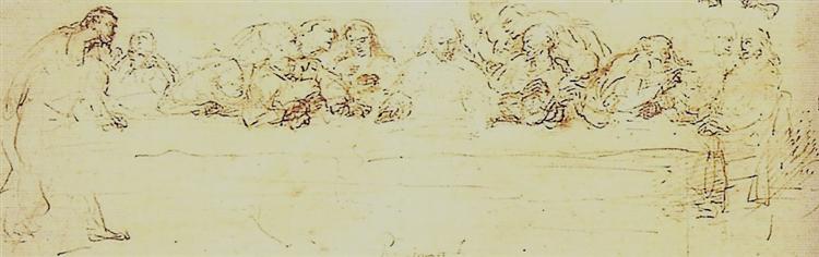 Drawing of the Last Supper, 1635 - Рембрандт