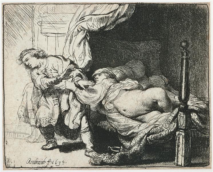 Joseph and Potiphar`s wife, 1634 - Rembrandt van Rijn