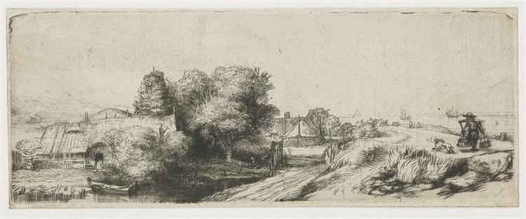 Landscape with a fisherman, 1652 - Rembrandt
