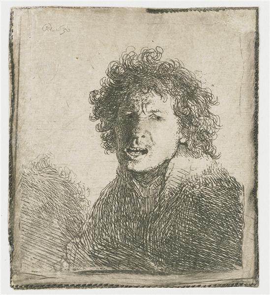Self-portrait open mouthed, 1630 - 林布蘭