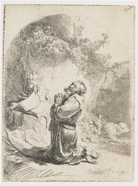 St. Jerome praying, 1632 - 林布蘭